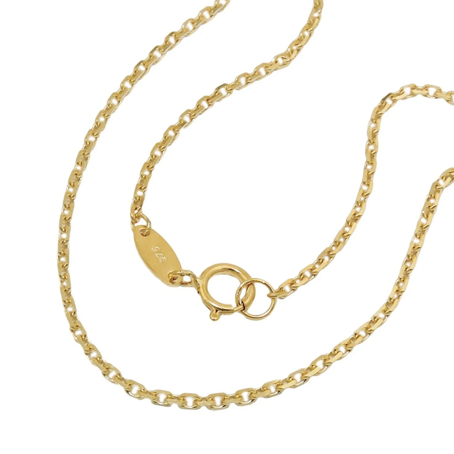1,3mm Ankerkette Kette Collier Halsschmuck aus 375 Gold Gelbgold, 45cm