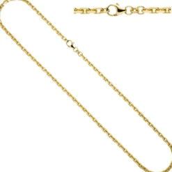 3mm Ankerkette Kette Collier Halsschmuck aus 333 Gold Gelbgold diamantiert 50cm