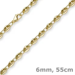 6mm Ankerkette Kette Collier Schiffsanker Halskette aus 585 Gold Gelbgold 55cm