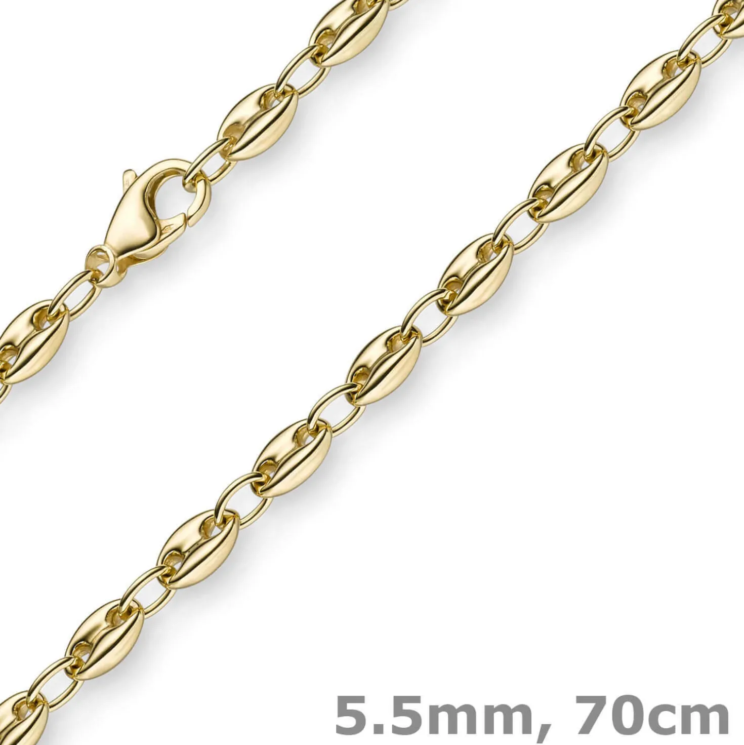 5,5mm Ankerkette Kette Collier Schiffsanker Halskette aus 750 Gold Gelbgold 70cm