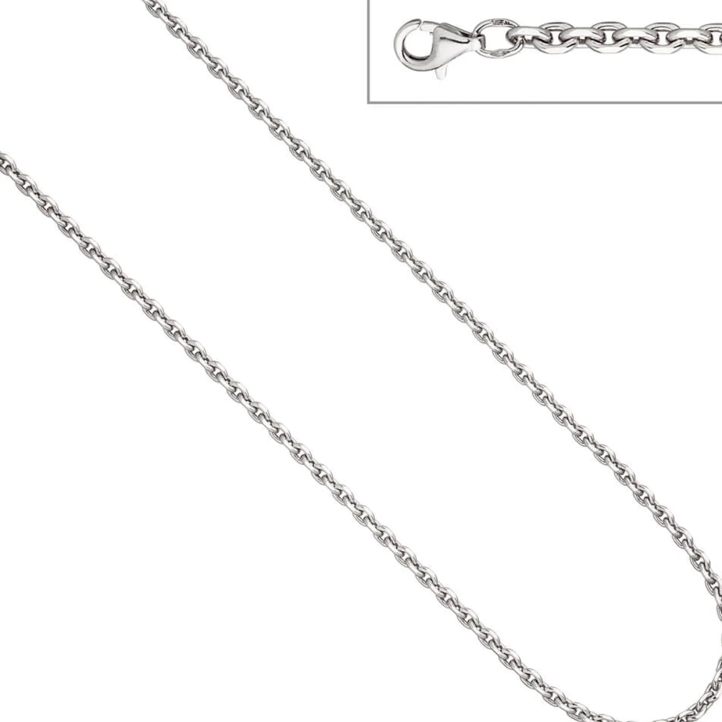 3,4mm Ankerkette Kette Halskette Collier aus 925 Silber diamantiert, 55cm
