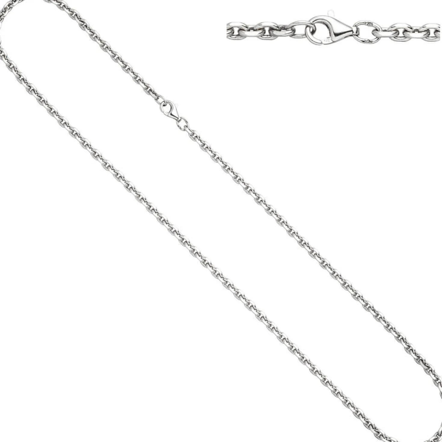 3,4mm Ankerkette Kette Halskette Collier aus 925 Silber diamantiert, 55cm