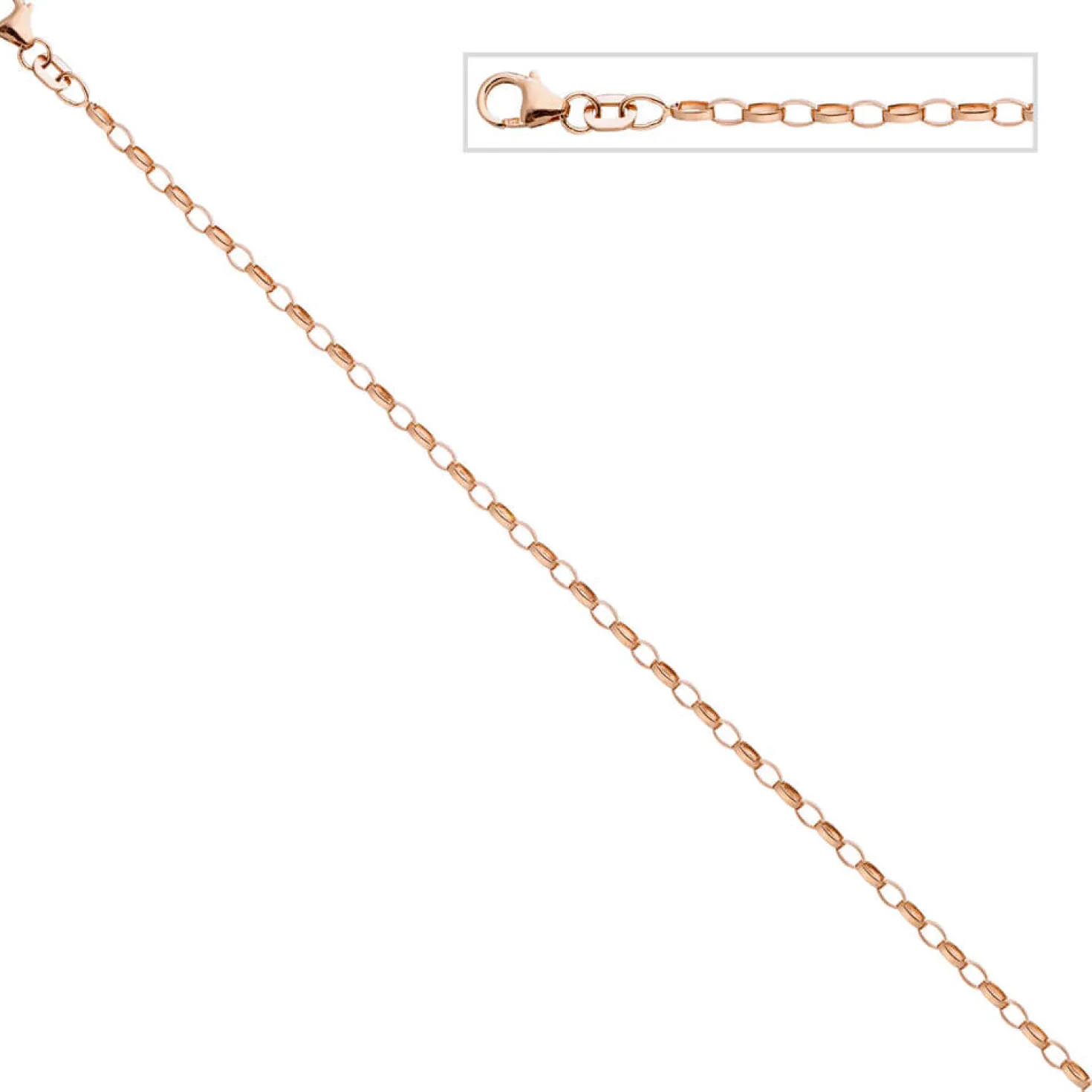 2,4mm Ankerkette Kette Halskette Halsschmuck, 925 Silber Rotgold vergoldet, 80cm