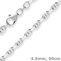 4,5mm Ankerkette-Steg Silberkette Collier Halskette aus 925 Silber 50cm