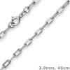 3,9mm Ankerkette weit Kette Collier Halskette aus 925 Silber rhodiniert 45cm