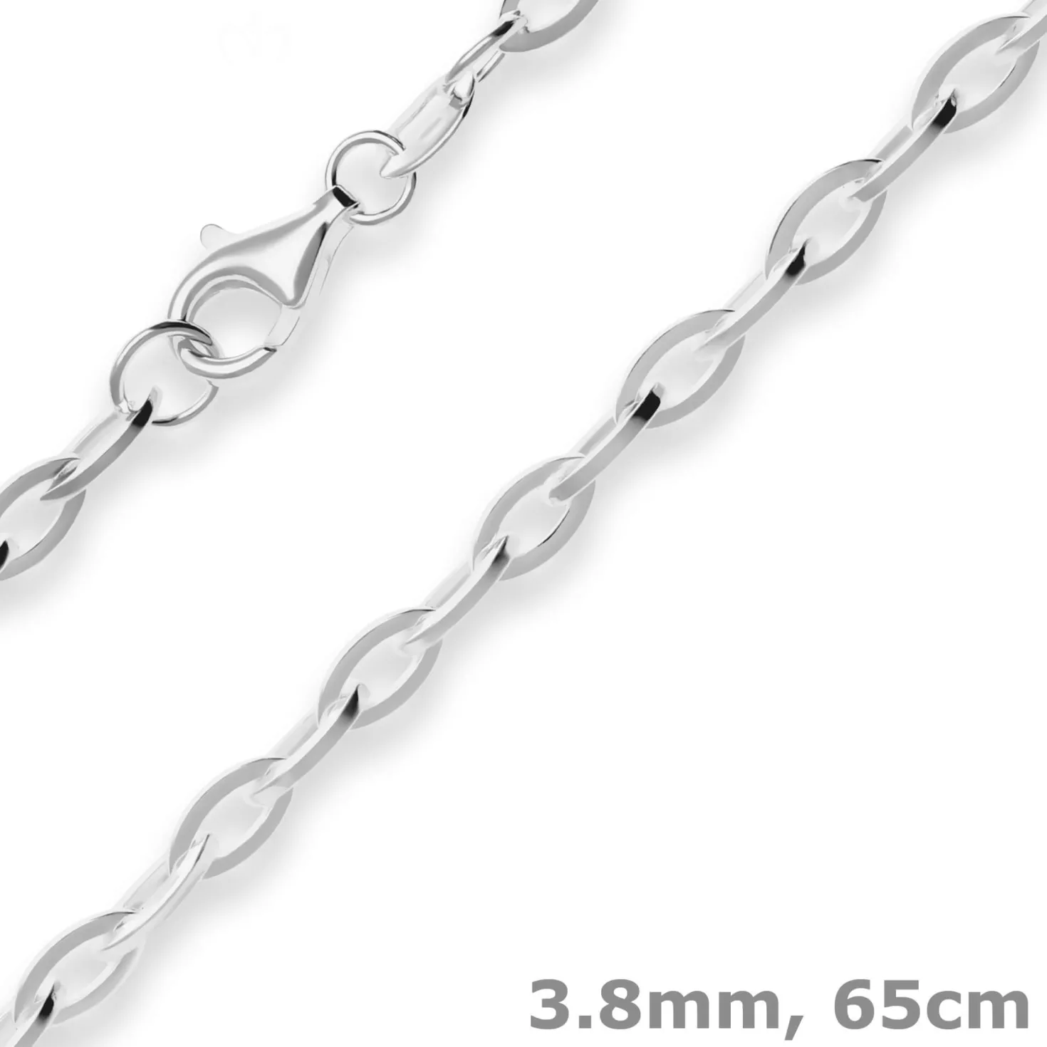 3,8mm Ankerkette weit Silberkette Collier Halskette aus 925 Silber 65cm