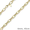 6mm Anker-Weit-Rechteck Kette Collier Halsschmuck aus 585 Gold Gelbgold 45cm