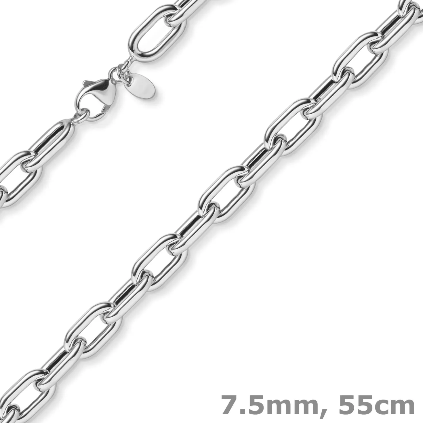 7,5mm Anker-Weit-Rechteck Kette Collier Halsschmuck aus 585 Gold Weißgold 55cm