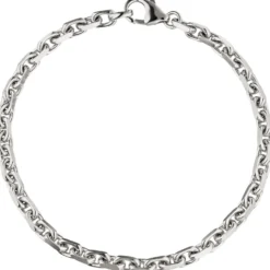4mm Armband Ankerarkette aus 585 Gold Weißgold diamantiert Armschmuck, 21cm