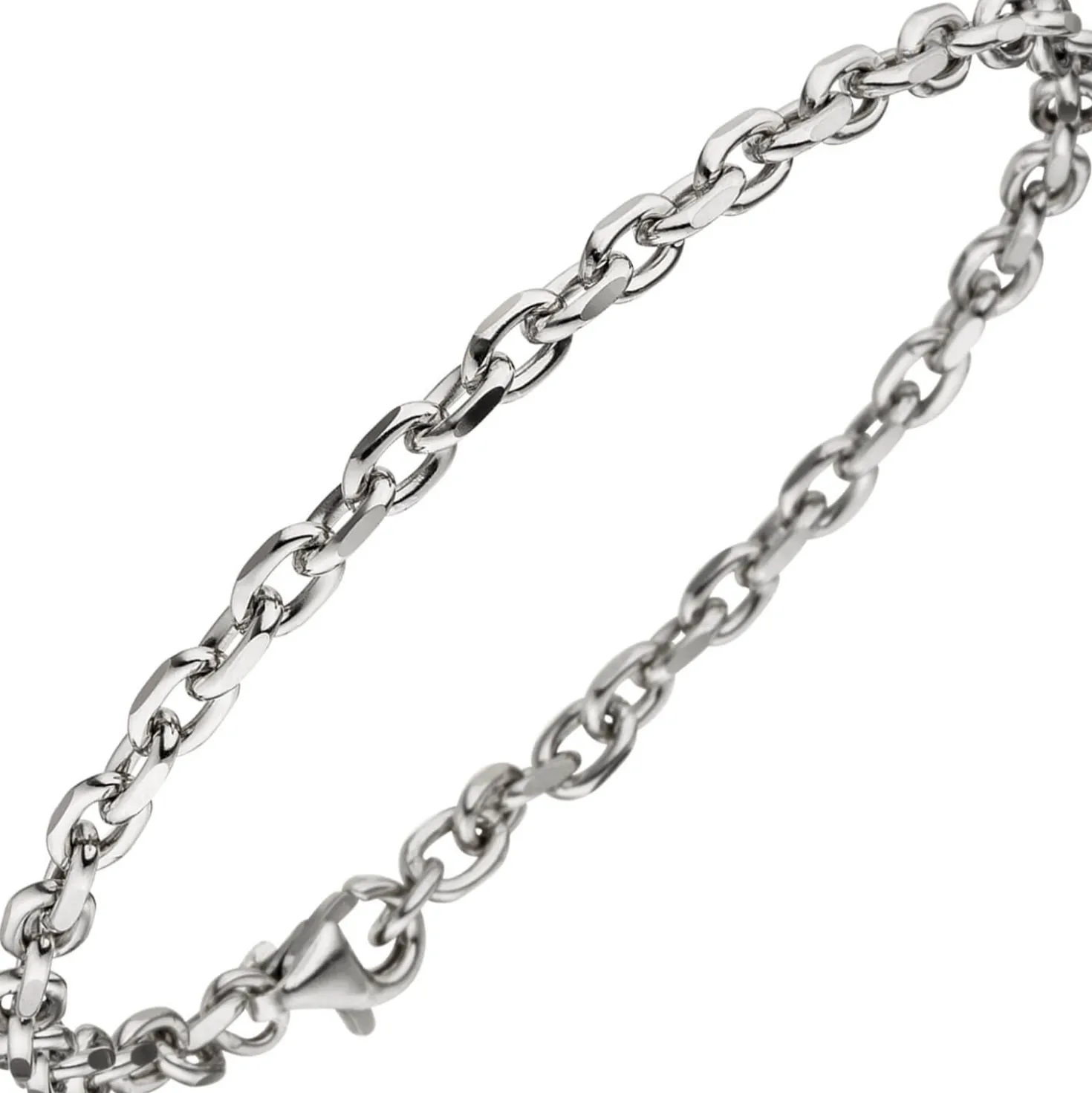 3,9mm Armband Ankerkette aus 925 Silber rhodiniert diamantiert, 21cm