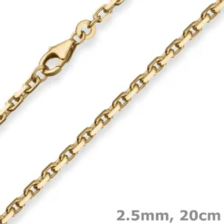 2,5mm Armband Ankerkette diamantiert Armschmuck aus 585 Gold Gelbgold 20cm