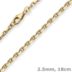 2,5mm Armband Ankerkette diamantiert Armschmuck aus 585 Gold Gelbgold 18cm