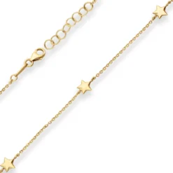 1,2mm Armband Ankerkette diamantiert 3 Sterne hohl aus 375 Gold Gelbgold 16cm
