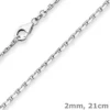 2mm Armband Ankerkette diamantiert Armschmuck aus 925 Silber rhodiniert 21cm