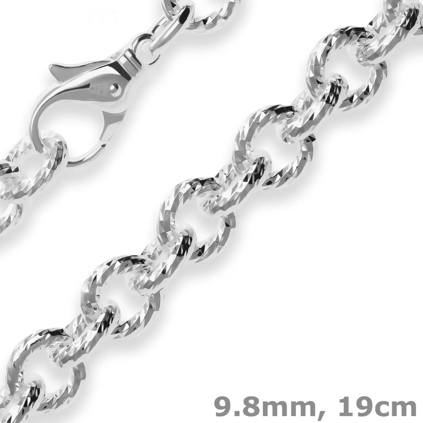 9,8mm Armband Ankerkette gerieft Silberarmband Armschmuck aus 925 Silber 19cm