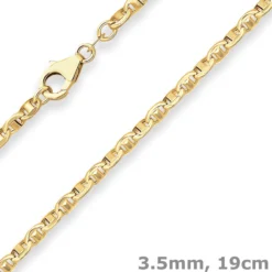 3,5mm Armband Ankerkette-Steg Armschmuck aus 585 Gold Gelbgold 19cm