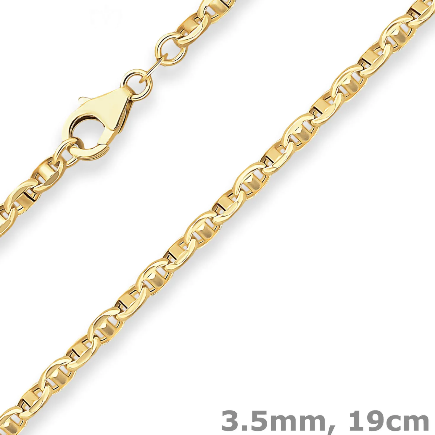 3,5mm Armband Ankerkette-Steg Armschmuck aus 585 Gold Gelbgold 19cm