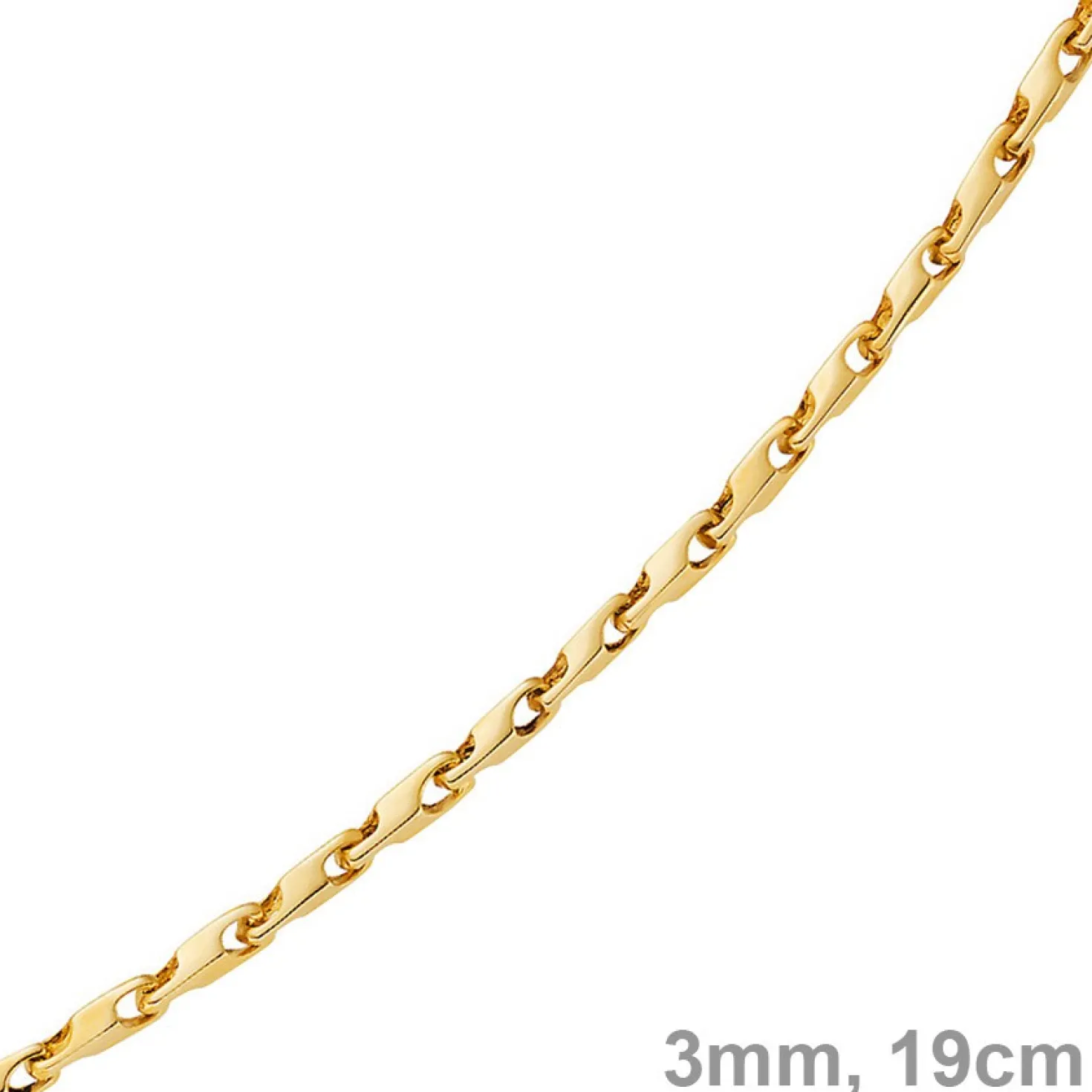 3mm Armband Armkette Alainkette, 585 Gold Gelbgold, 19cm, Unisex