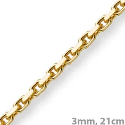 3mm Armband Armkette Ankerkette aus 750 Gold Gelbgold, 21cm, Herren