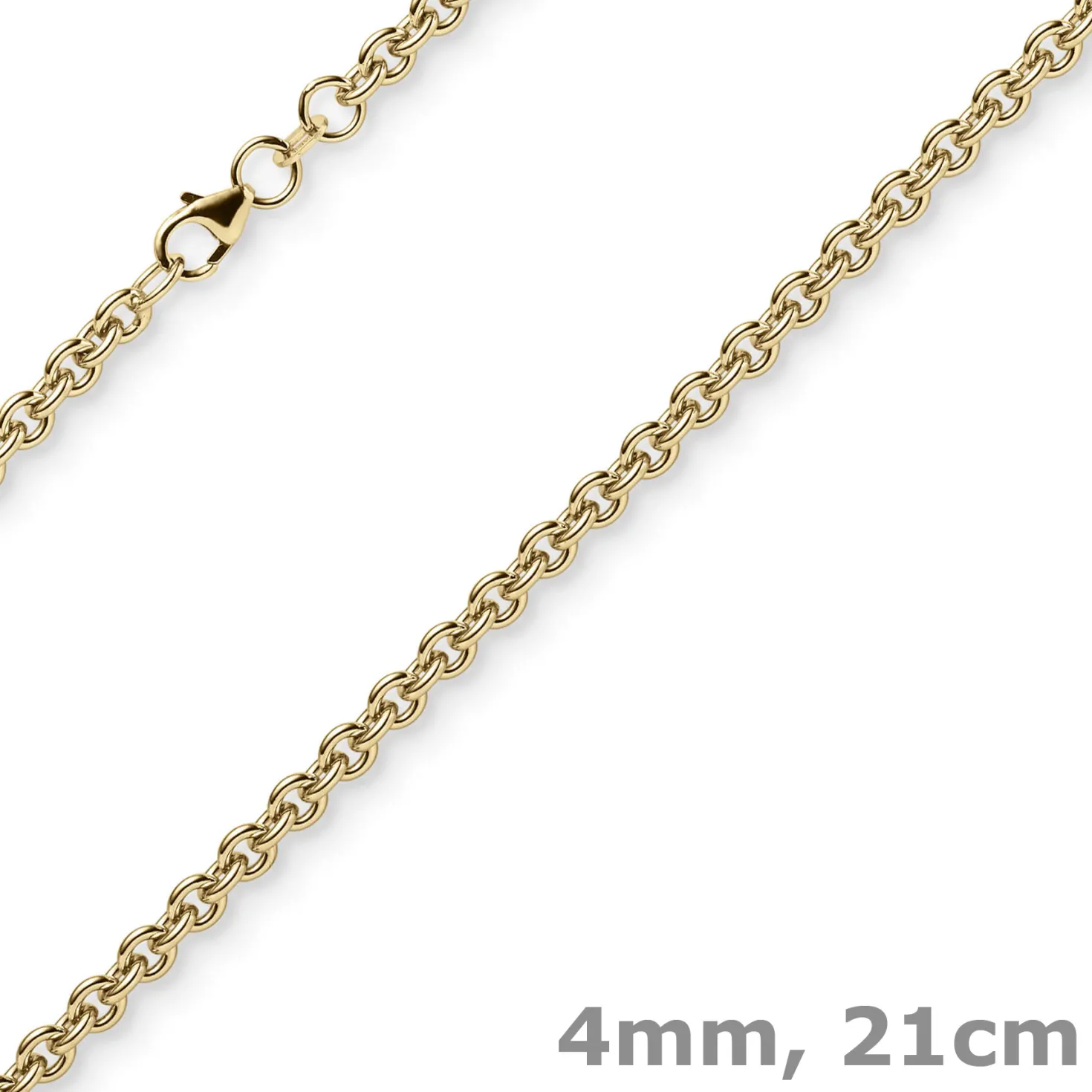 4mm Armband Armkette Ankerkette rund aus 750 Gold Gelbgold 21cm Armschmuck