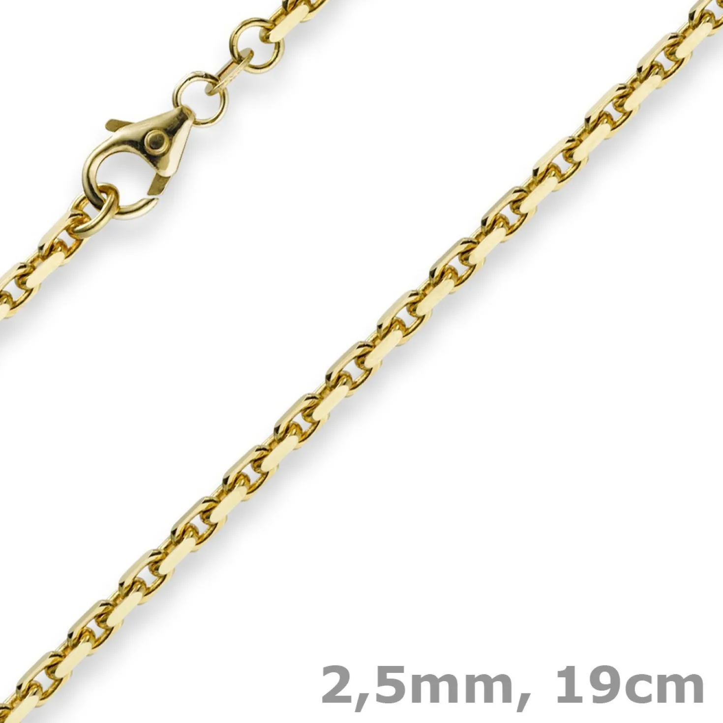 2,5mm Armband Armkette Ankerkette aus 750 Gold Gelbgold 19cm Unisex