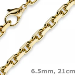6,5mm Armband Armkette Ankerkette aus 585 Gold Gelbgold, 21cm, massiv