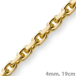 4mm Armband Armkette Ankerkette aus 585 Gold Gelbgold, 19cm, Unisex Goldarmband