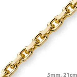 5mm Armband Armkette Ankerkette aus 750 Gold Gelbgold, 21cm, Herren