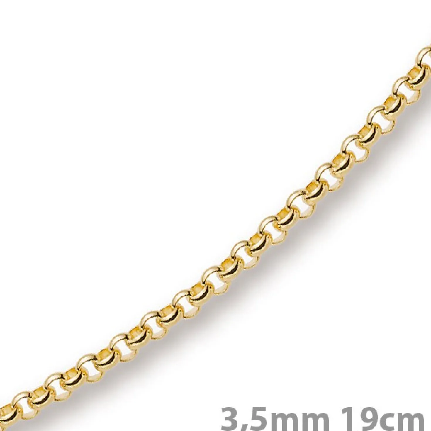 3,5mm Armband Armkette Erbskette aus 750 Gold Gelbgold, 19cm, Unisex