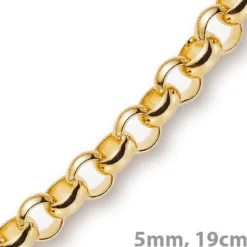 5mm Armband Armkette Erbskette aus 750 Gold Gelbgold, 19cm, Unisex