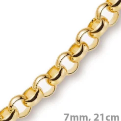 7mm Armband Armkette Erbskette aus 585 Gold Gelbgold, 21cm, Unisex