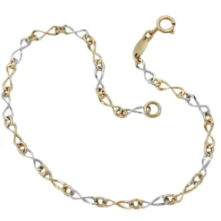 3mm Armband Armkette Fantasie Armschmuck 375 Gelbgold Weißgold 19cm Goldarmband