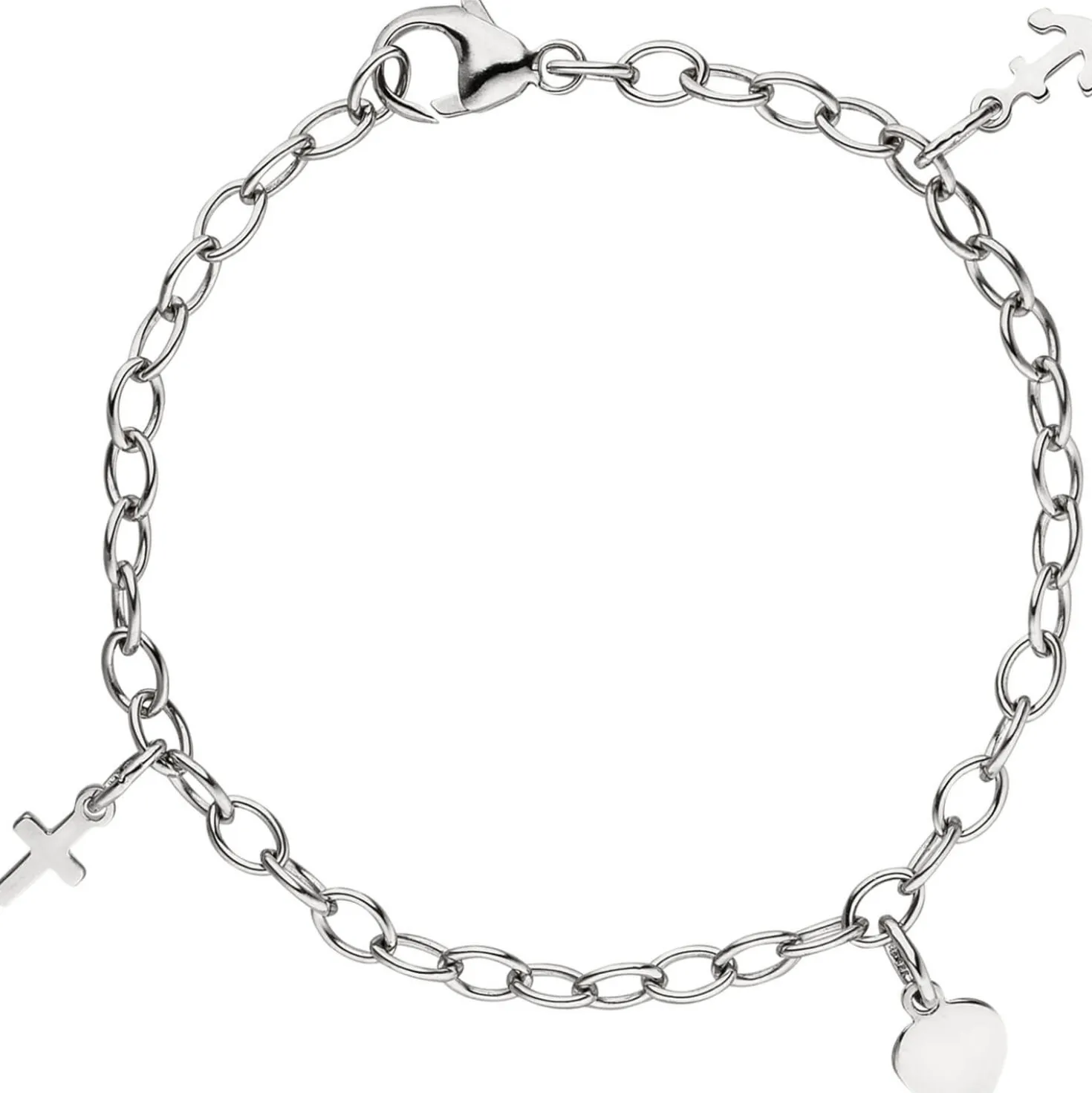 3,5mm Armband Armkette Glaube, Liebe, Hoffnung aus 925 Silber, rhodiniert, 16cm