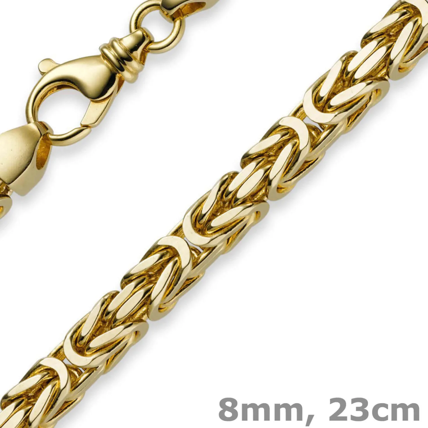 8mm Armband Armkette Königskette aus 750 Gold Gelbgold 23cm Herren