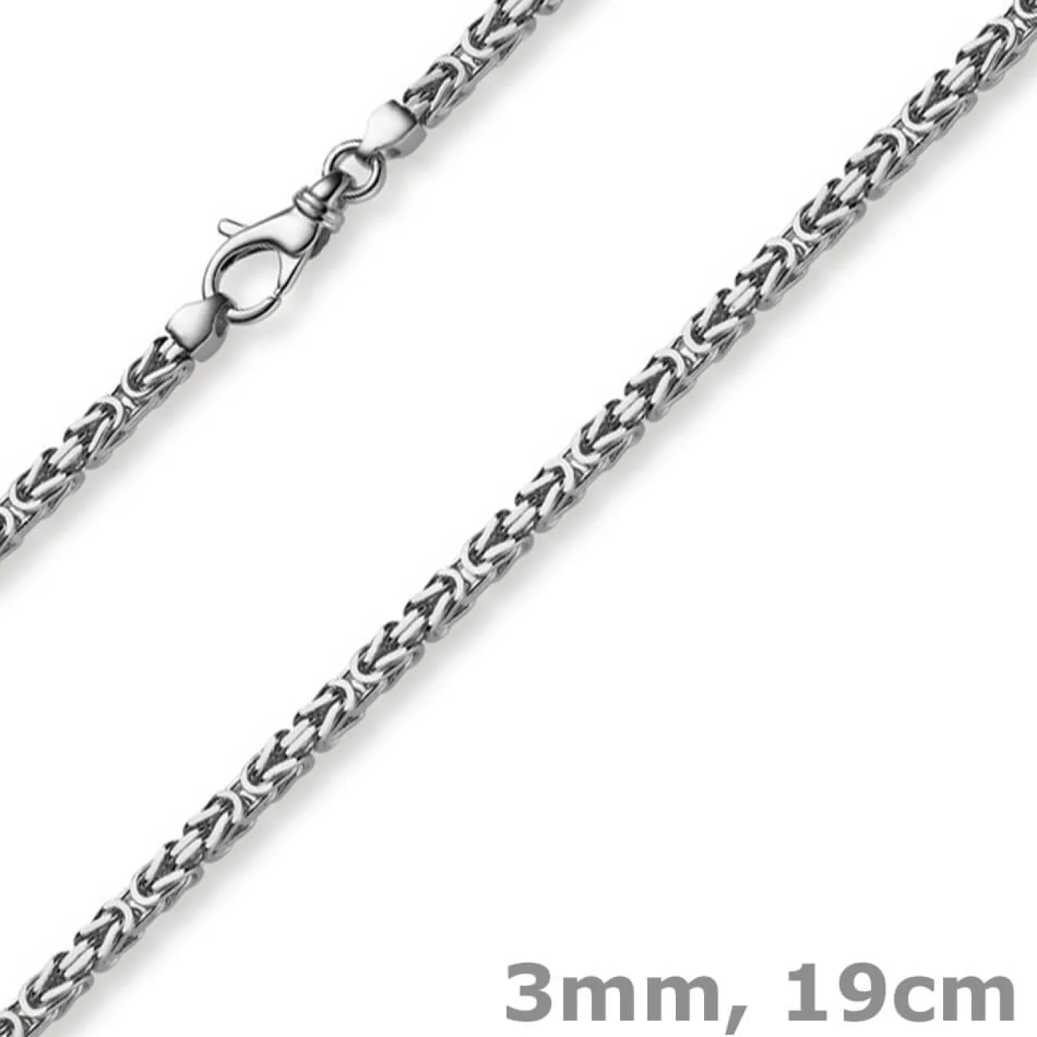 3mm Armband Armkette Königskette aus 750 Gold Weißgold massiv 19cm
