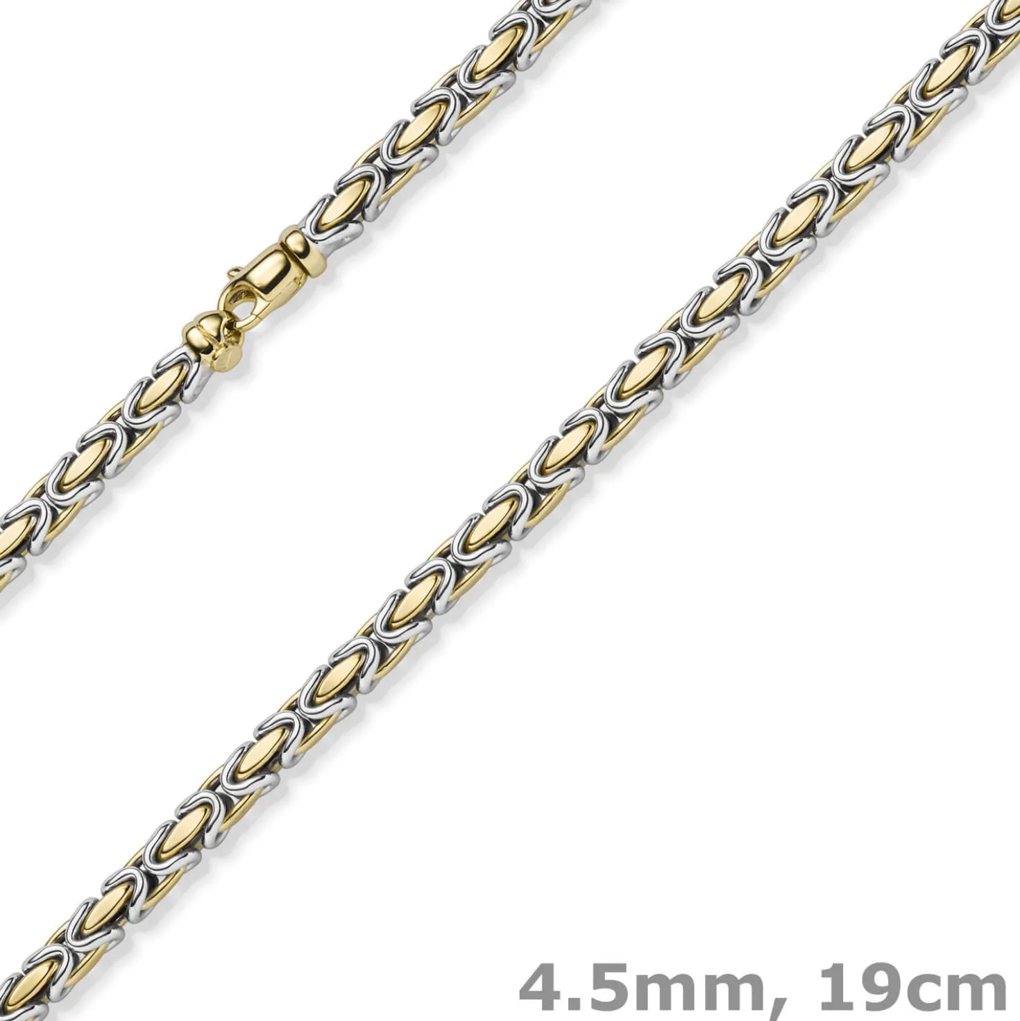 4,5mm Armband Armkette Königskette aus 585 Gold gelb/weiß bicolor 19cm Unisex