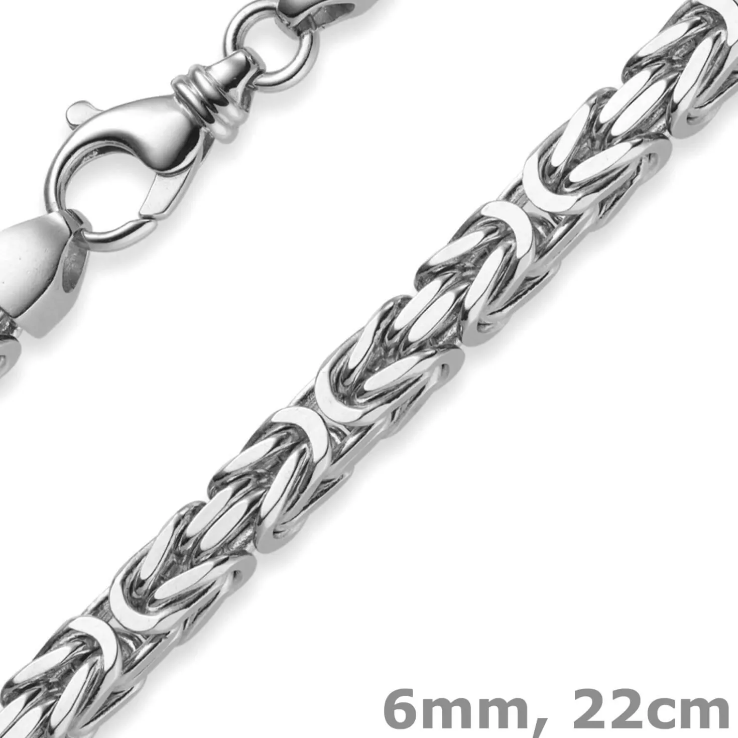 6mm Armband Armkette Königskette aus 750 Gold Weißgold 22cm Herren