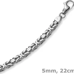 5mm Armband Armkette Königskette aus 750 Gold Weißgold, 22cm, Herren