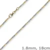 1,8mm Armband Armkette Kugelkette diamantiert 585 Gold Gelbgold Weißgold, 18cm