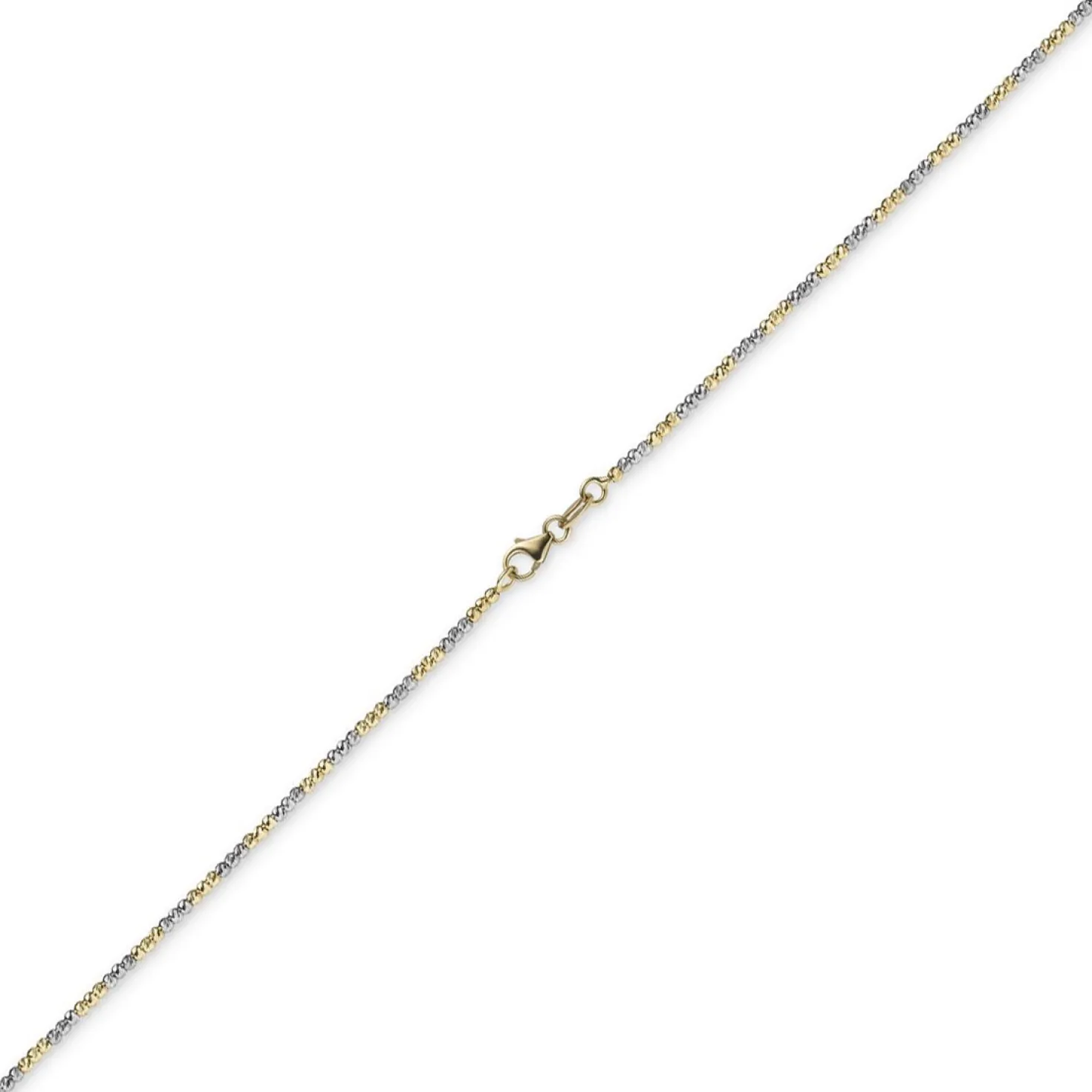 1,8mm Armband Armkette Kugelkette diamantiert 585 Gold Gelbgold Weißgold, 18cm