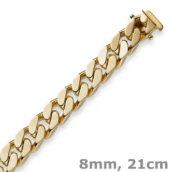 8mm Armband Armkette Panzerarmband, 585 Gold Gelbgold, 21cm, Herren