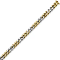 10mm Armband Armkette Panzerarmband, 585 Gold Gelbgold & Weißgold 19cm