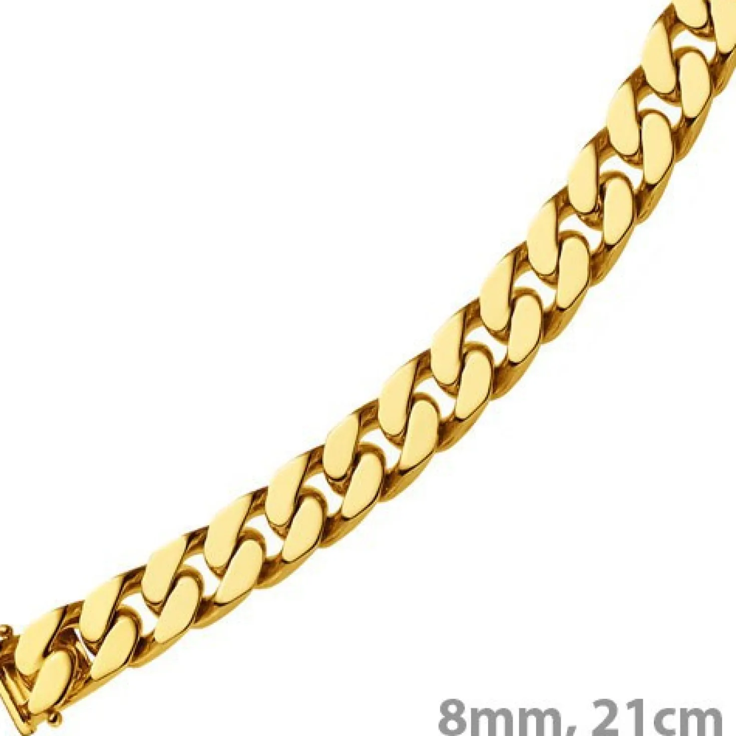 8mm Armband Armkette Panzerarmband aus 750 Gold Gelbgold massiv, 21cm