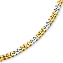 10mm Armband Armkette Panzerarmband 750 Gold Gelbgold & Weißgold 21cm Unisex