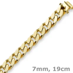 7mm Armband Armkette Panzerarmband 750 Gold Gelbgold 19cm Herren Goldarmband