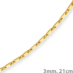 3mm Armband Armkette Plattenkette aus 585 Gold Gelbgold, 21cm, Unisex