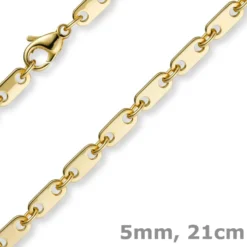 5mm Armband Armkette Plattenkette aus 750 Gold Gelbgold, 21cm, Unisex