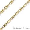 5,5mm Armband Armkette Platte-Steigbügelkette, 750 Gold Gelbgold, 21cm