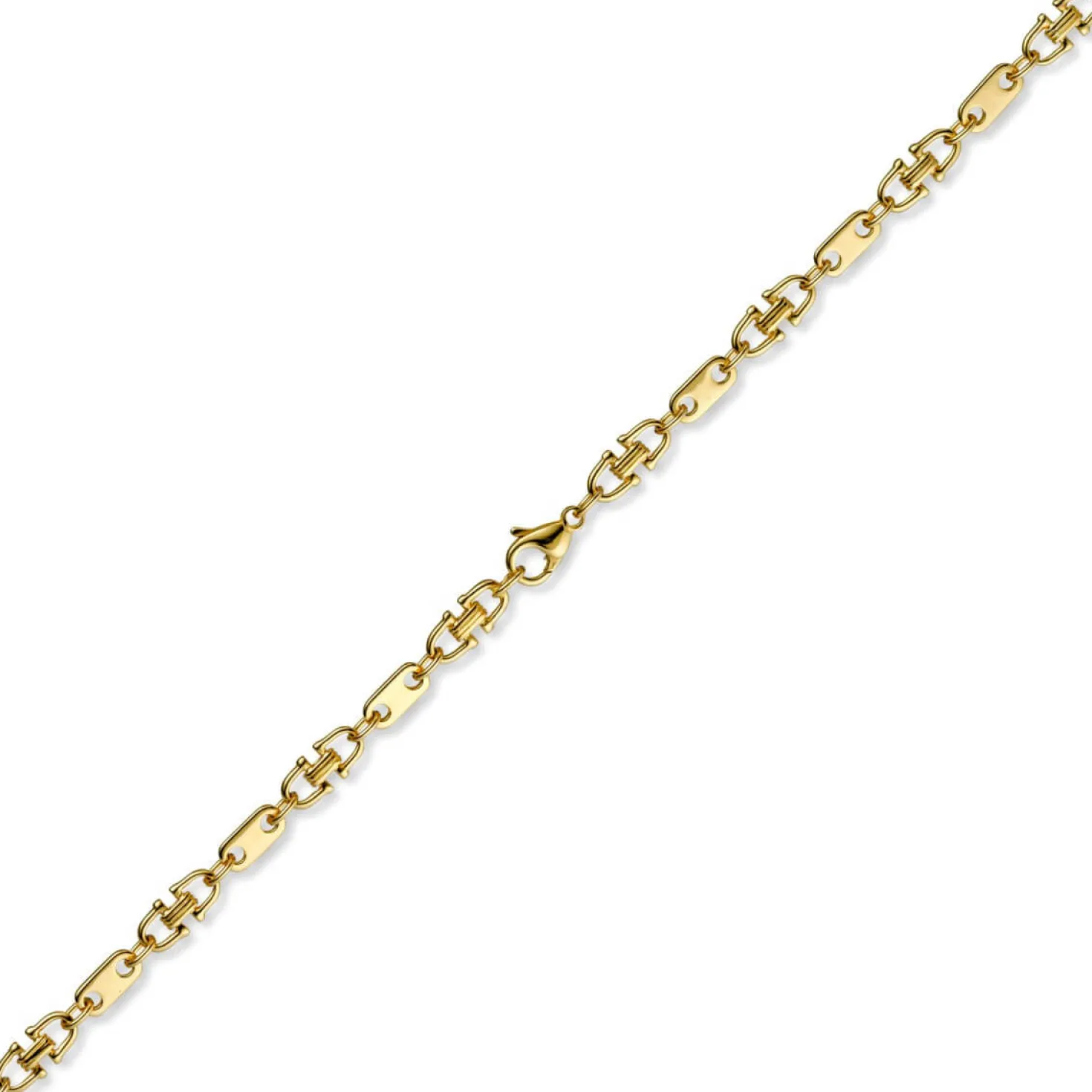 5,5mm Armband Armkette Platte-Steigbügelkette, 750 Gold Gelbgold, 21cm