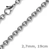 2,7mm Armband Armkette Rundankerkette 585 Gold Weißgold, 19cm Unisex
